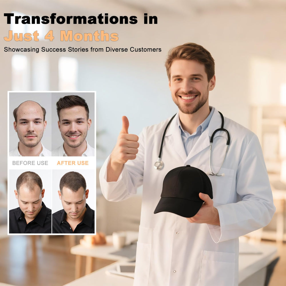 Tkcsoi red light therapy cap worn on head demonstrates discreet wear