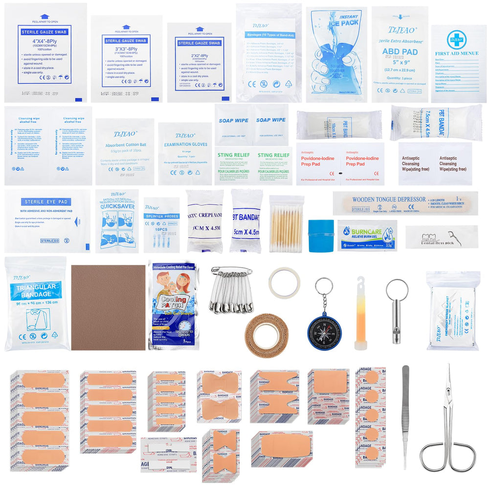TLIEAO first aid kit compartments with labels for easy locating during emergencies.