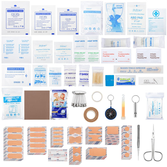 TLIEAO first aid kit compartments with labels for easy locating during emergencies.
