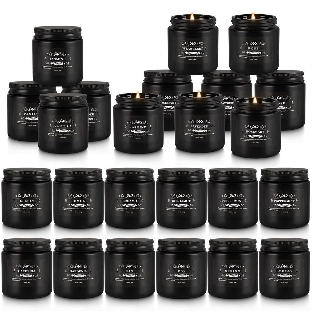 TLNFHRPI 24pc black candles Bergamot: fresh, uplifting scent for daytime gatherings.