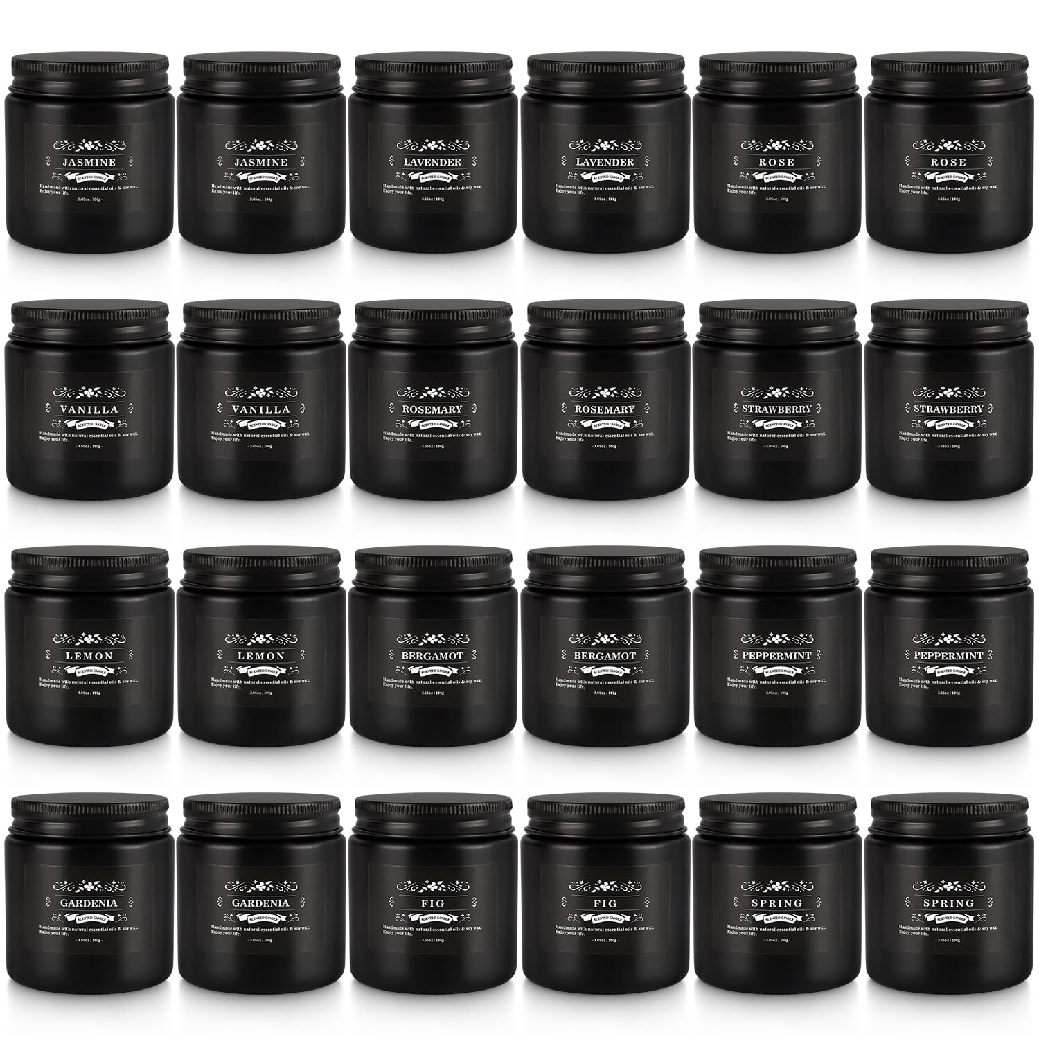TLNFHRPI 24pc black candles Jasmine: elegant aroma for living room mood enhancement.