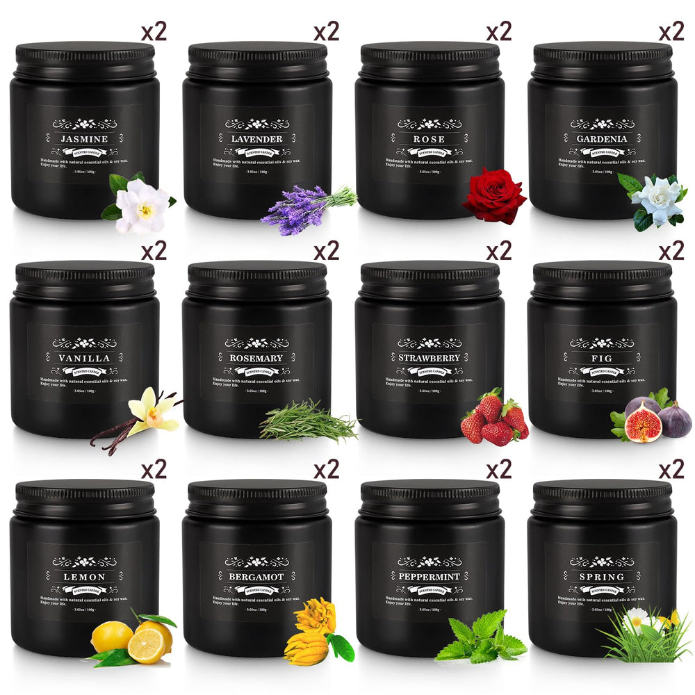 TLNFHRPI 24pc black candles Lemon: bright fragrance for cleaning and refreshing spaces.