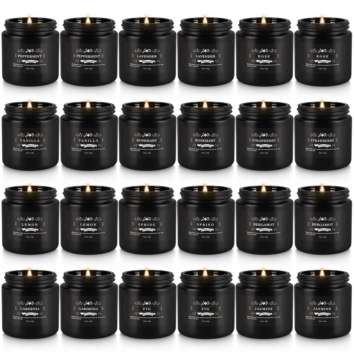 TLNFHRPI 24pc black candles Mint: calming ambience for relaxation and meditation.