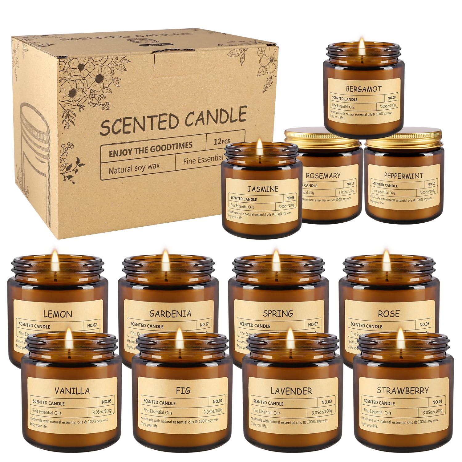 TLNFHRPI soy wax candles with natural oils highlight clean burn