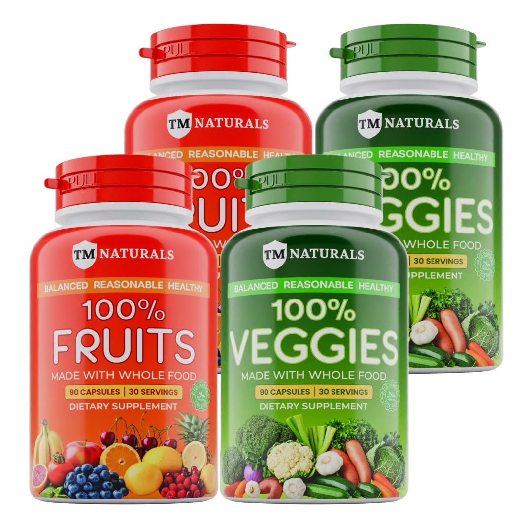 TM NATURALS fruit and veggies bottle, nutrient-rich blend for daily energy