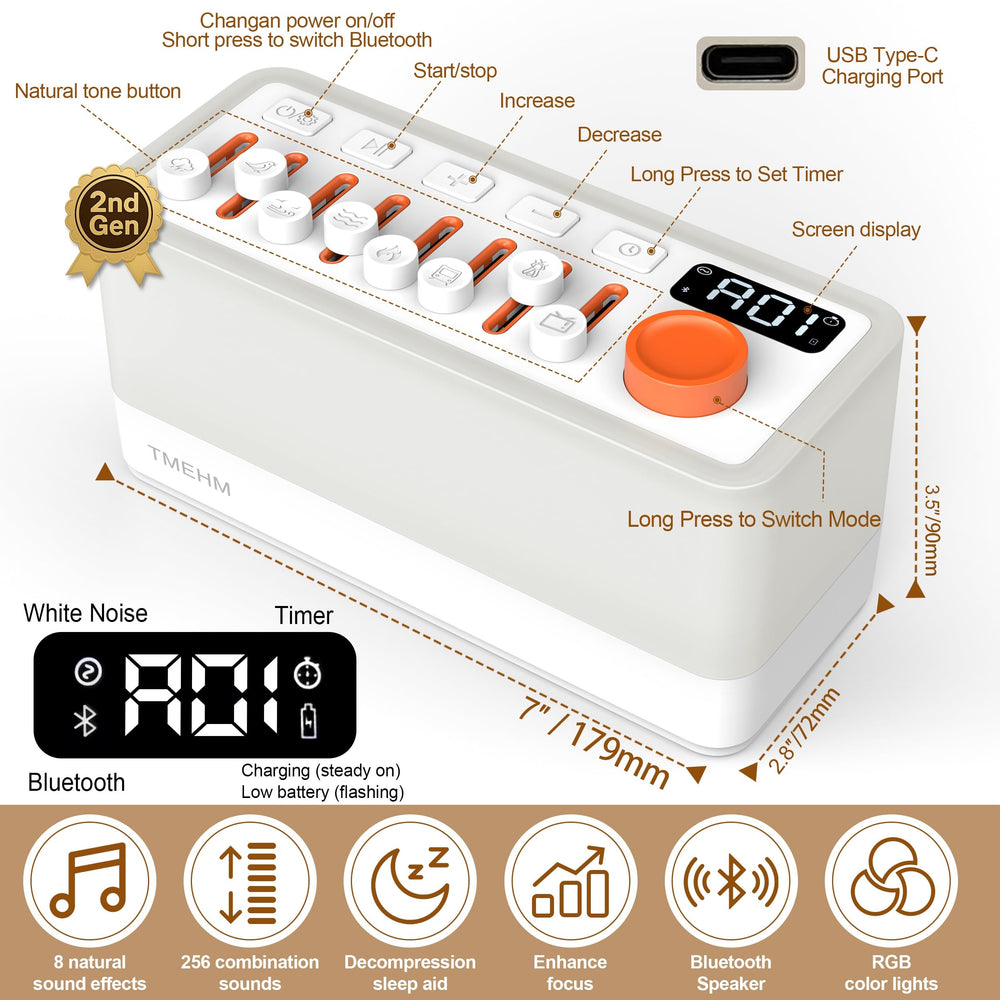TMEHM sleep sound machine timer settings for auto-off convenience