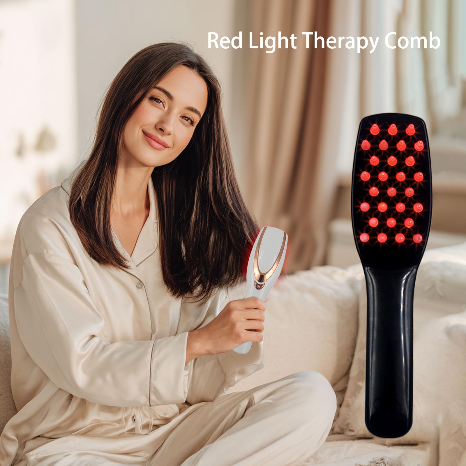 TMOSSO red-light comb closeup shows sleek design for portable daily use.