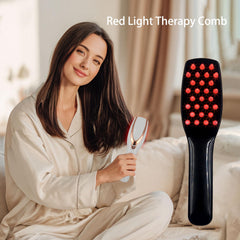 TMOSSO red-light comb closeup shows sleek design for portable daily use.