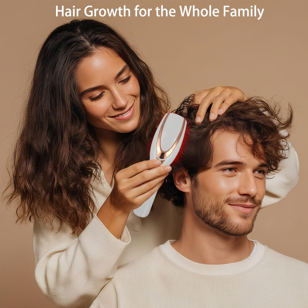 TMOSSO scalp massage action with red light for relaxing treatment at home.