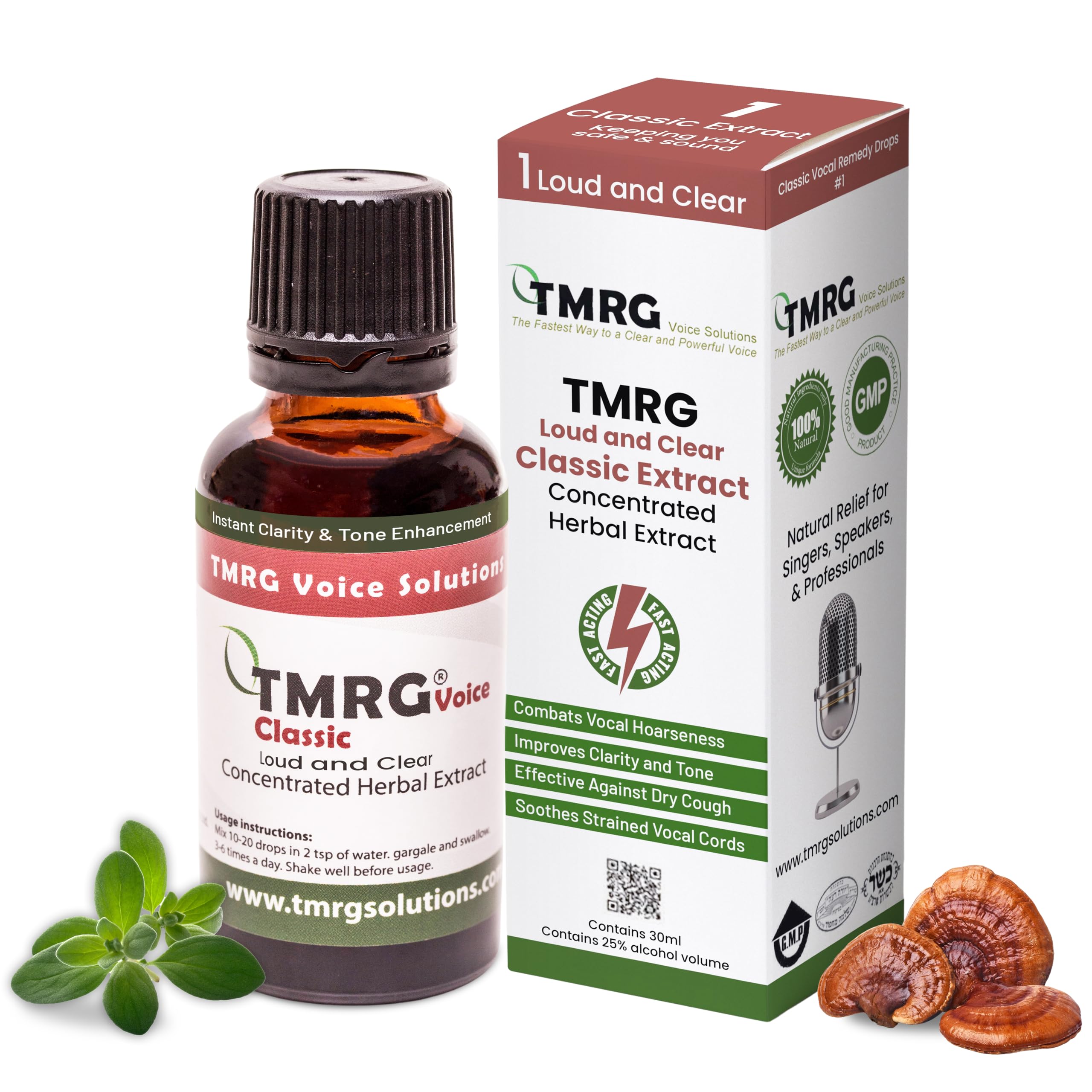 TMRG Classic Vocal Remedy Drops bottle for fast throat relief on the go.