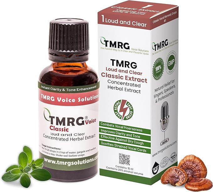 TMRG Classic Vocal Remedy Drops bottle ready for quick throat relief.
