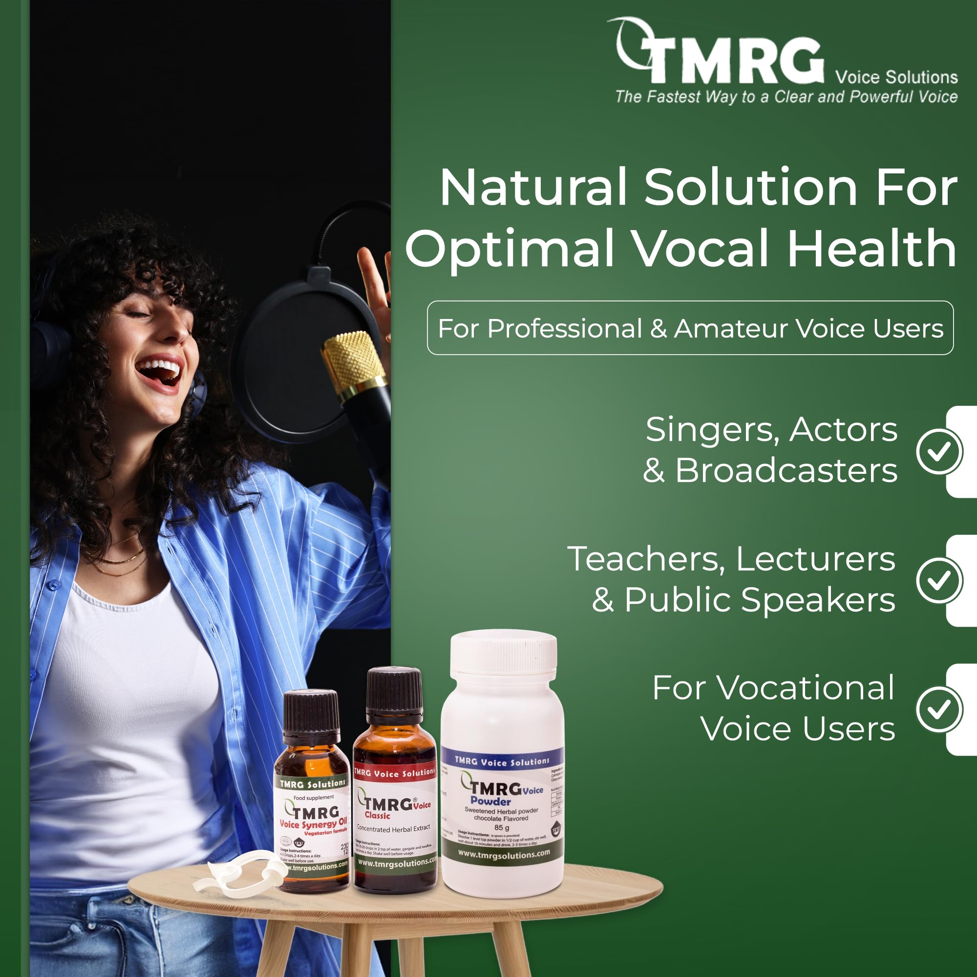 TMRG Cocoa-Flavored Herbal Powder highlighted as a convenient daily support option.
