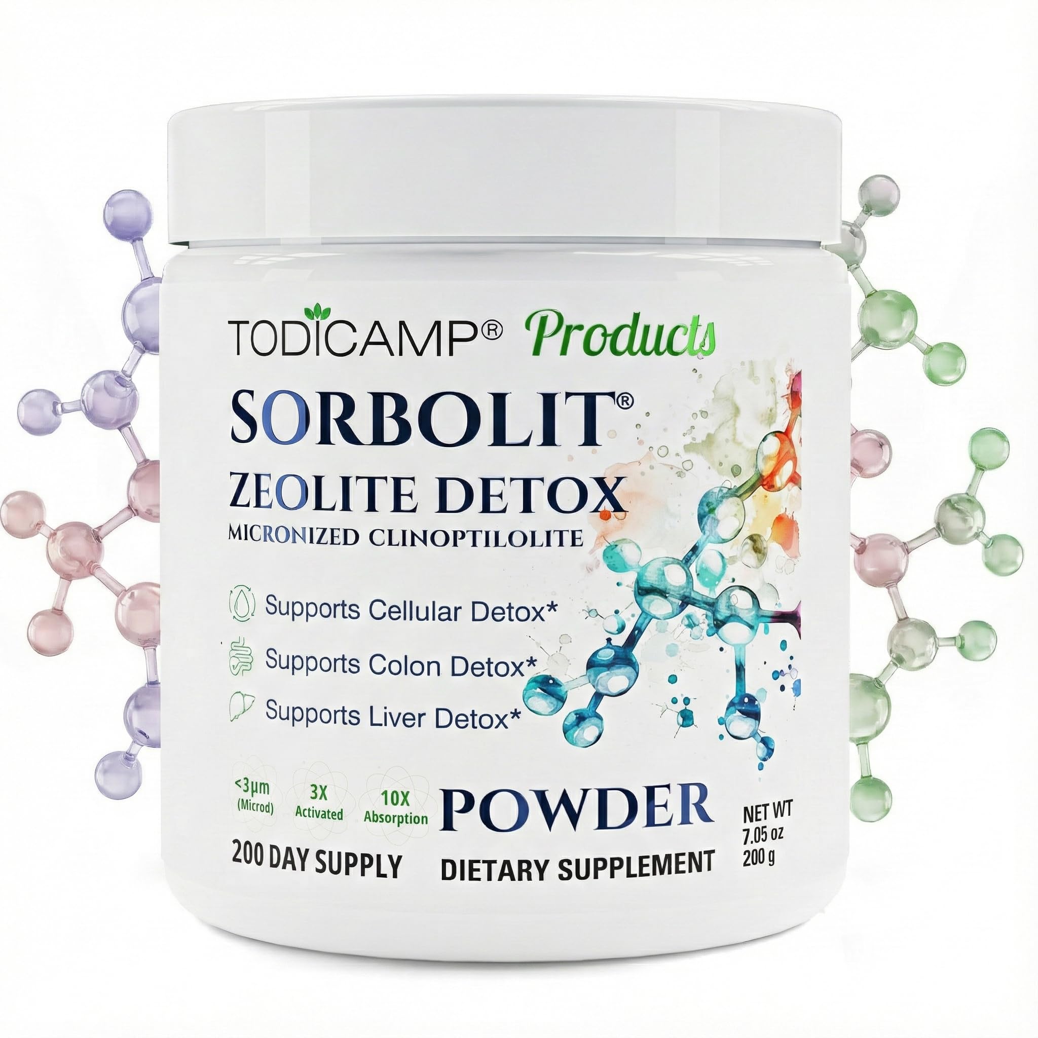 TODICAMP Zeolite Detox adults bottle for daily full-body cleansing.