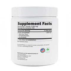 TODICAMP Zeolite Detox powder pour highlights quick toxin binding action.