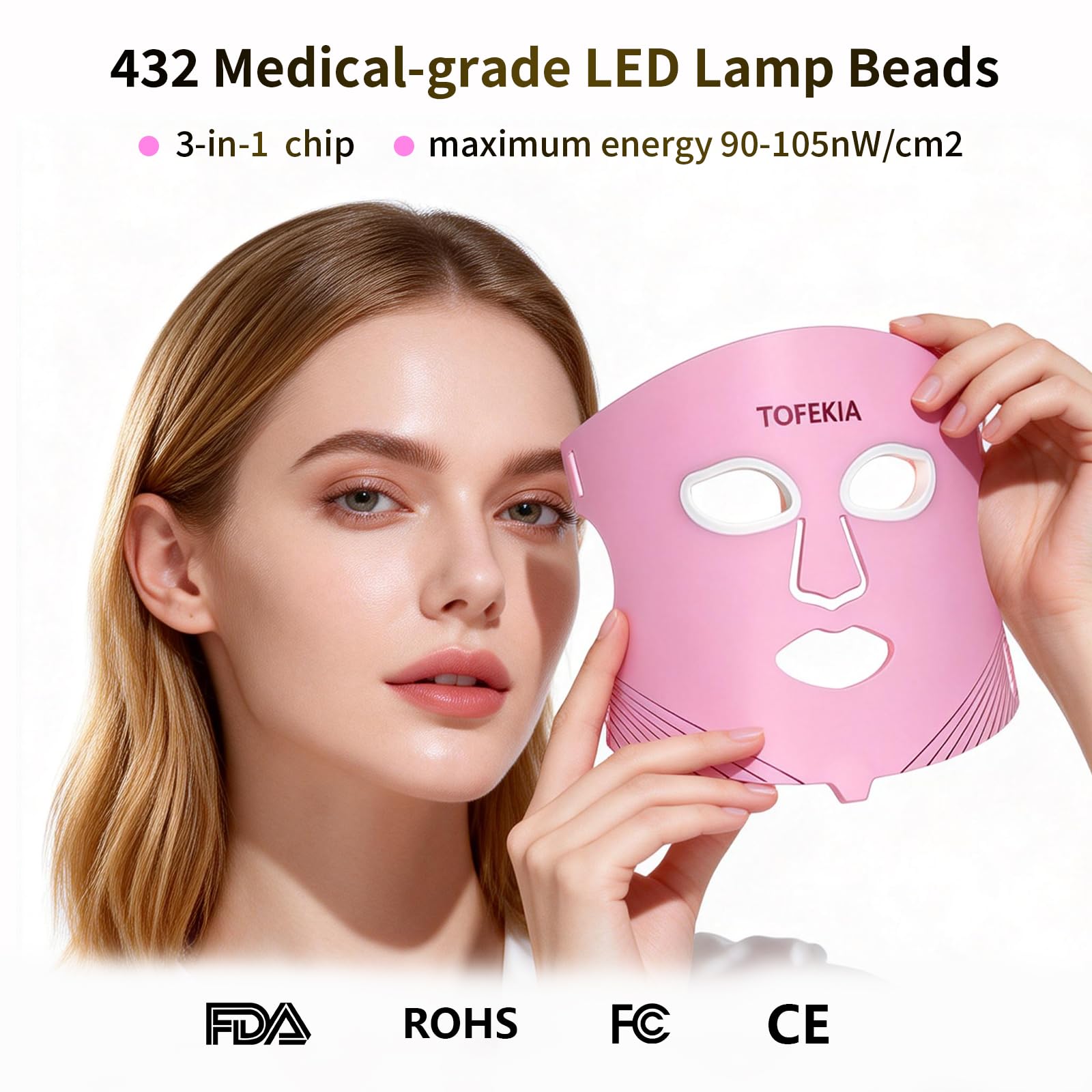 TOFEKIA blue light mode activating over acne-prone areas.