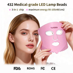 TOFEKIA blue light mode activating over acne-prone areas.