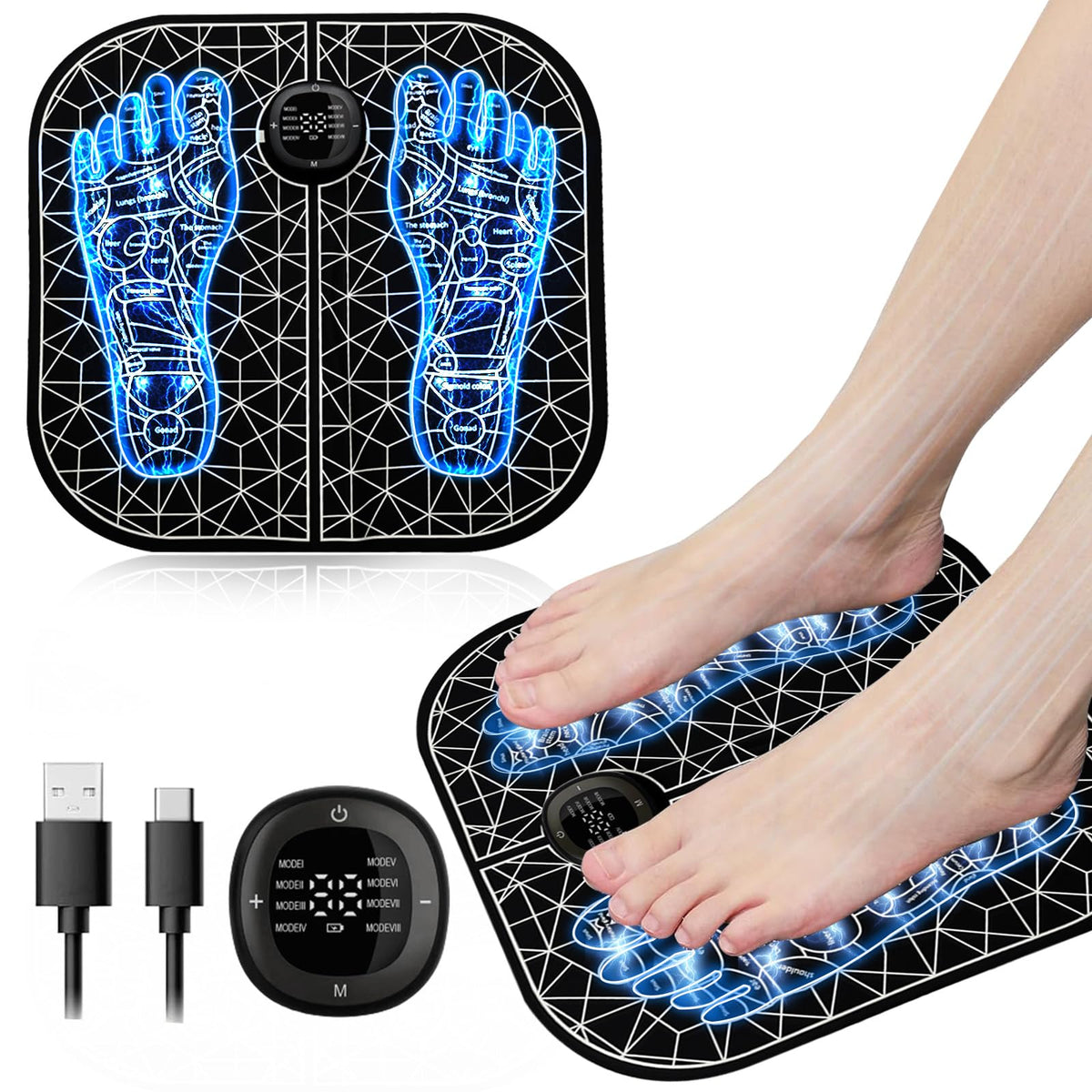 TOGECOS dual channel TENS controller front view for quick pain relief during workouts