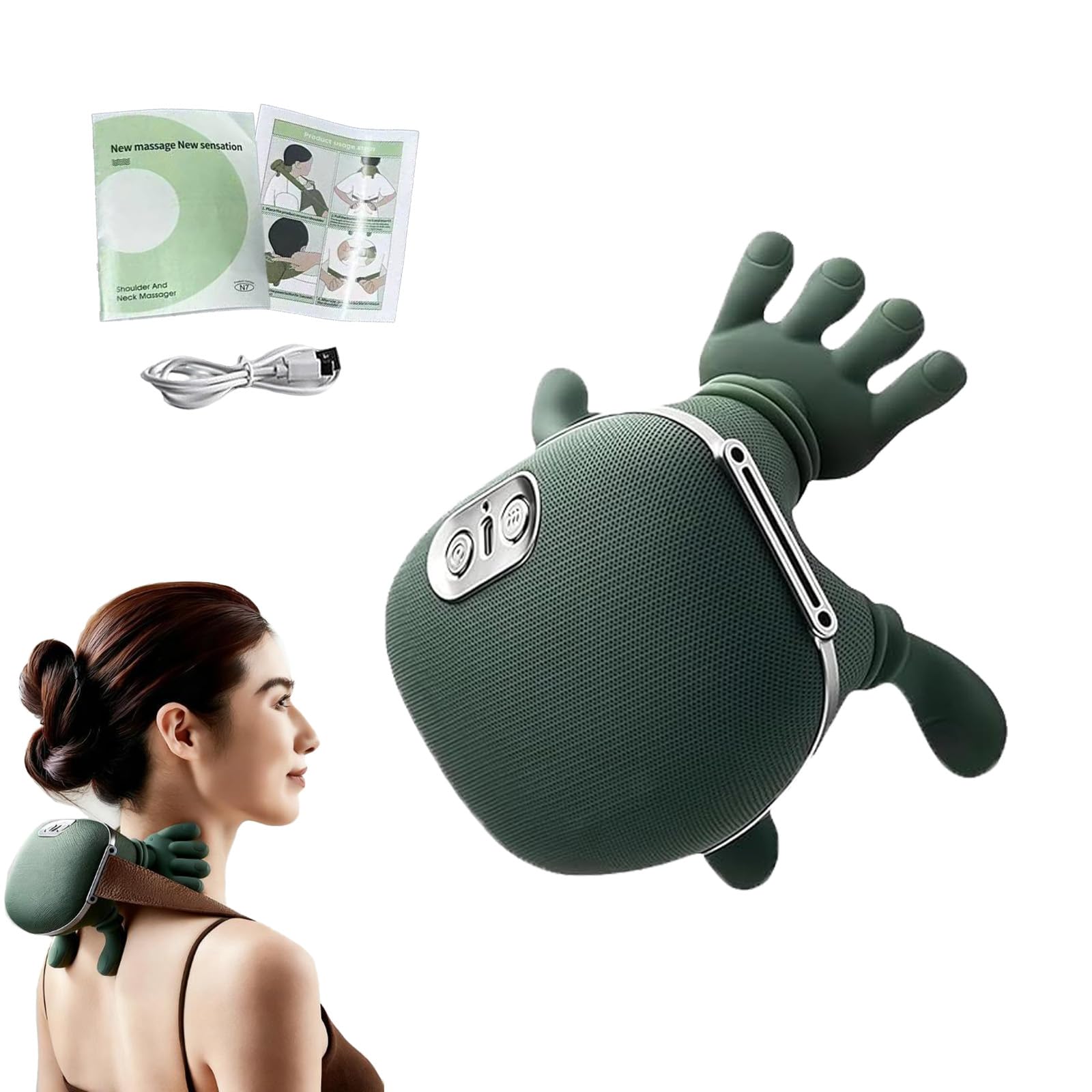 TOlegen 4D kneading green heads close-up highlights lifelike massage action