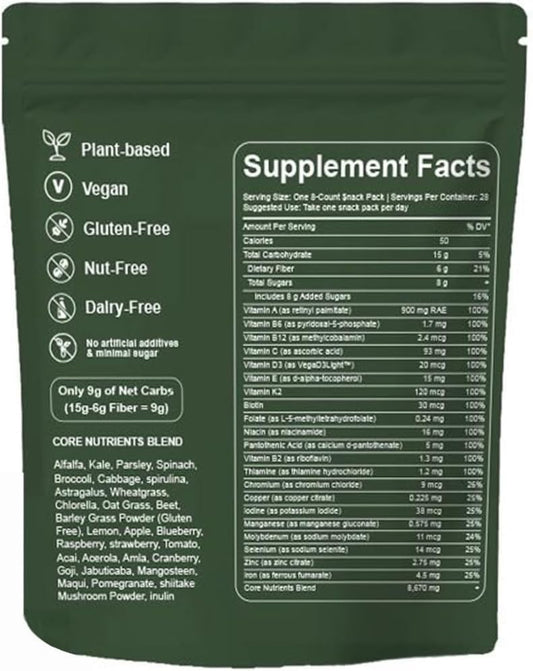 TOGOLIUN Greens Gummies label highlights chlorella and spirulina ingredients