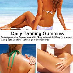 TOGOLIUN tanning gummies ingredients and flavor information highlights options.