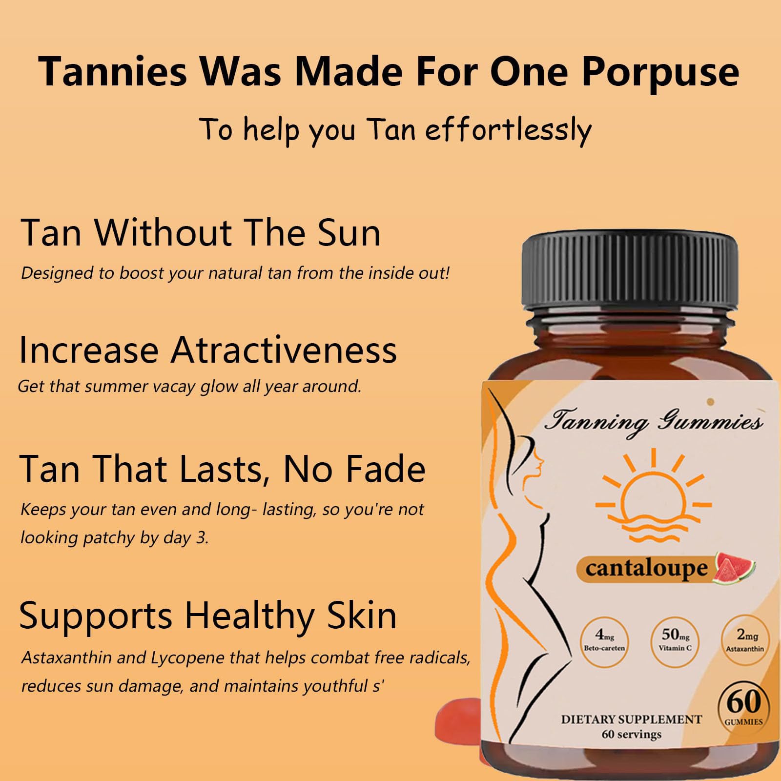 TOGOLIUN tanning gummies texture close-up highlights chewy consistency.
