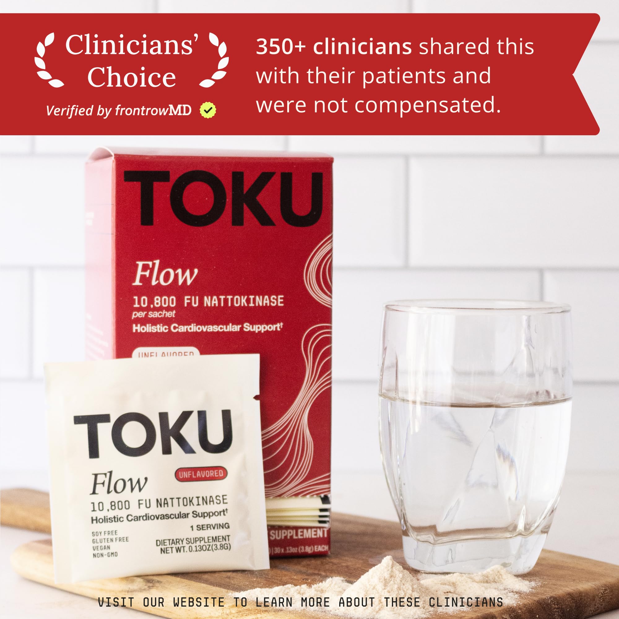Toku Flow vegan-friendly powder blends easily into beverages.