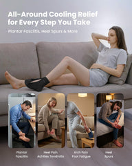 Enhanced cold arch gel pack contours to foot arches for precise cooling
