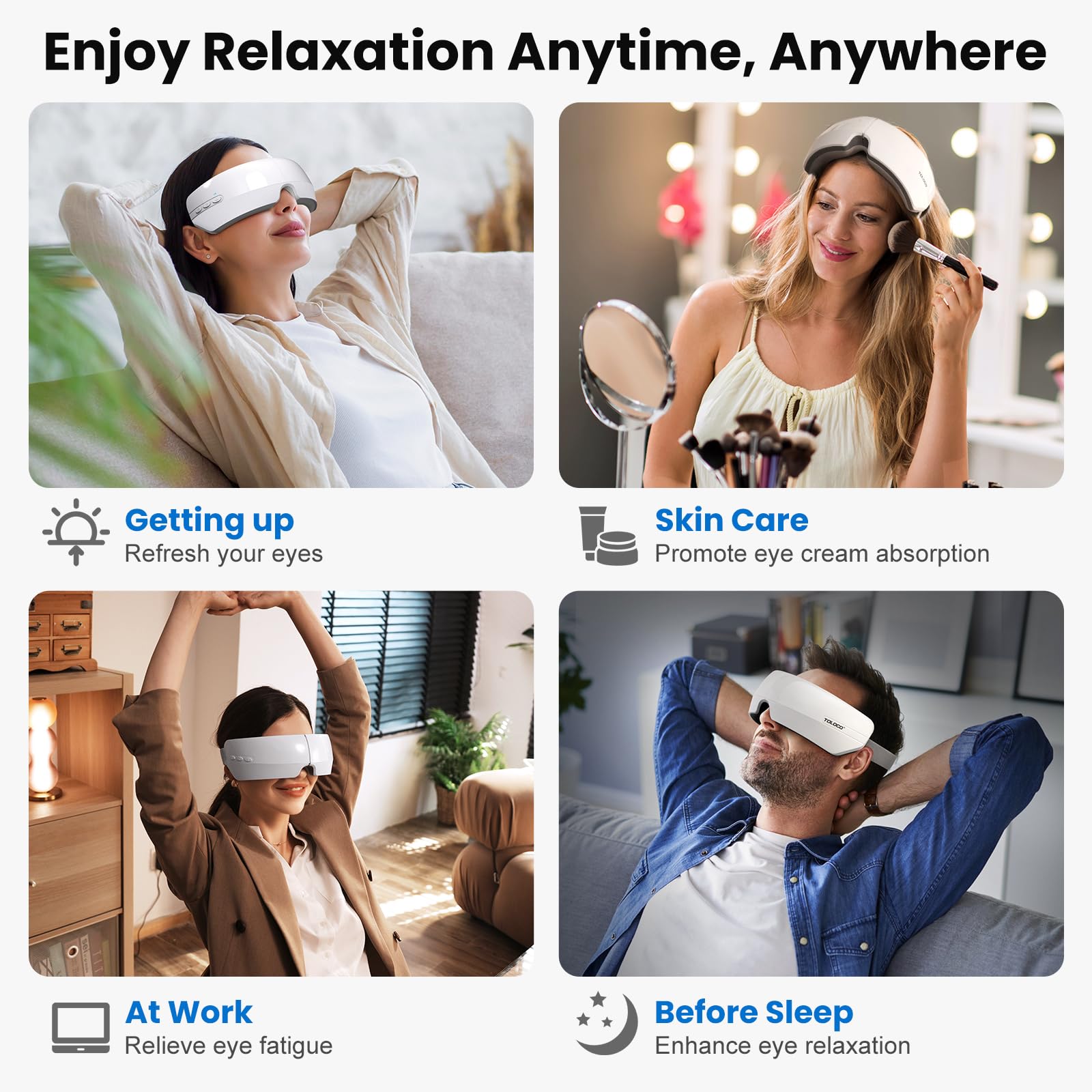 TOLOCO Eye Massager USB-C fast charging reduces downtime between sessions.