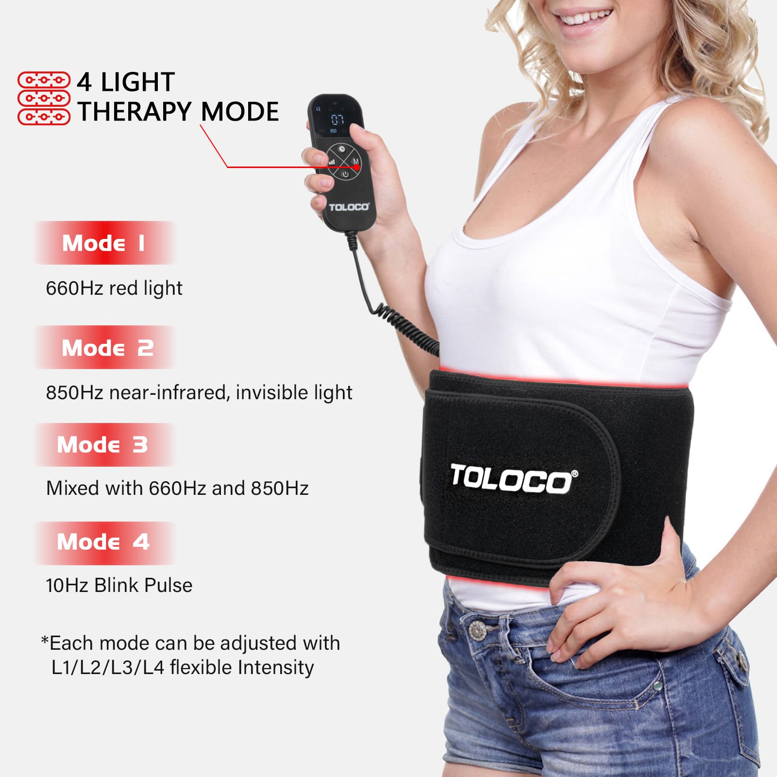 TOLOCO remote control emphasizes timer settings for customized sessions.