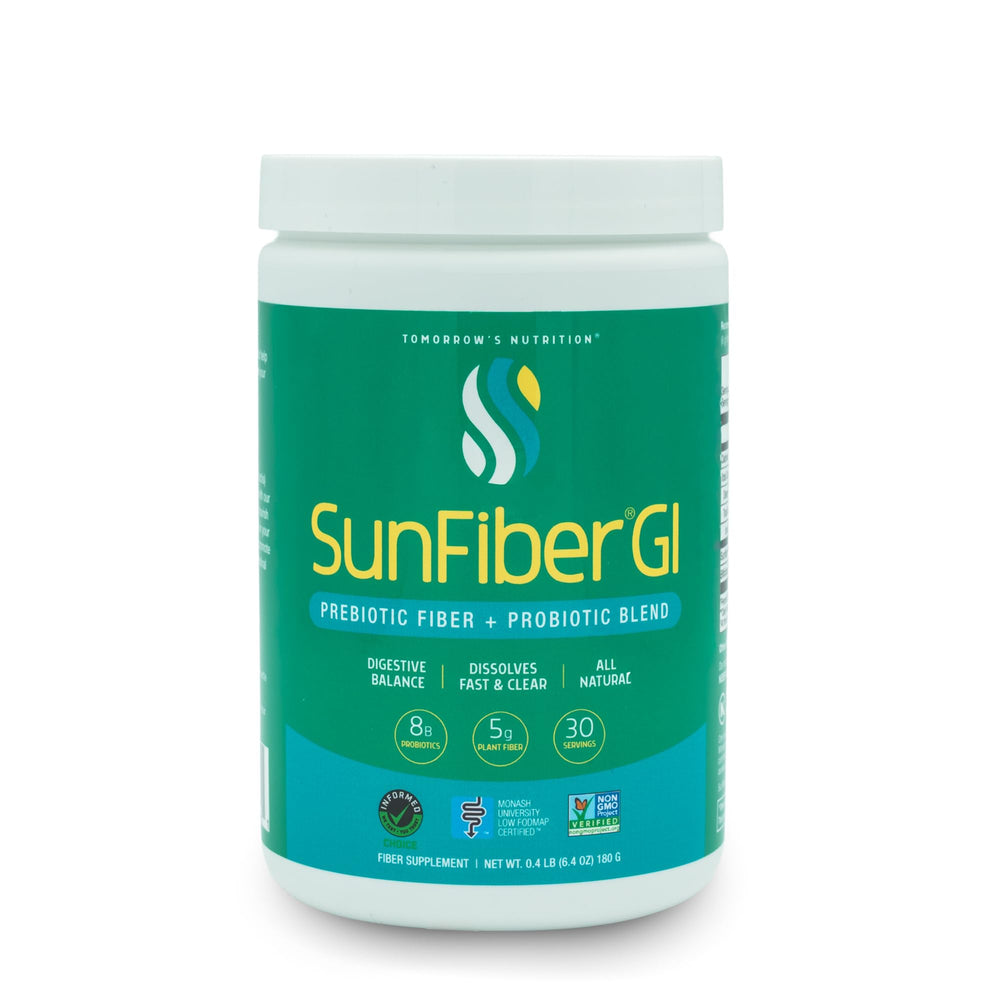 Tomorrow's Nutrition Sunfiber GI powder dissolves quickly for easy mixing.