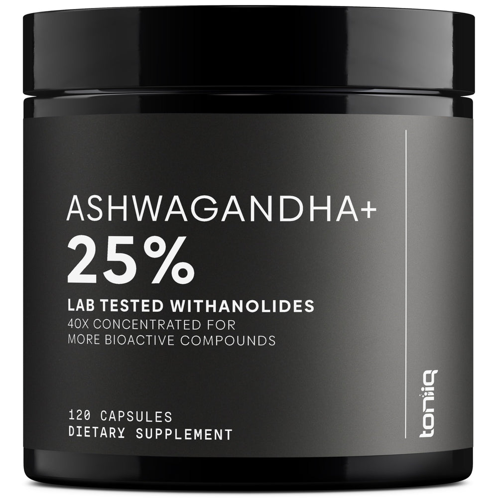 Toniiq Ashwagandha 40:1 extract bottle shows potency for daily use