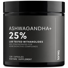 Toniiq Ashwagandha 40:1 extract bottle shows potency for daily use