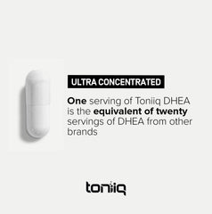 Toniiq DHEA bottle with seal indicating freshness and purity.