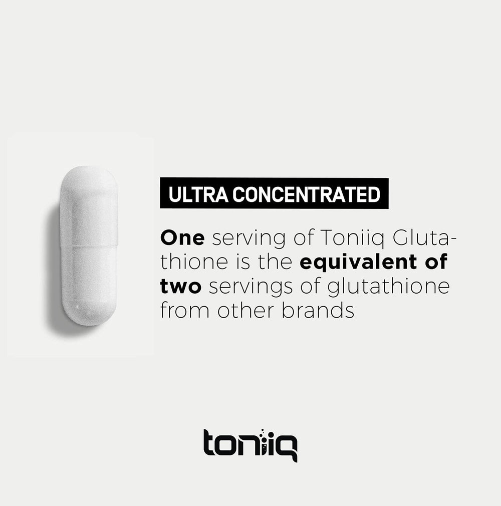 Toniiq Glutathione bottle lid and product label close-up