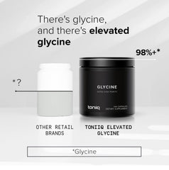 Toniiq Glycine 98.5% purity test results highlighting quality assurance.