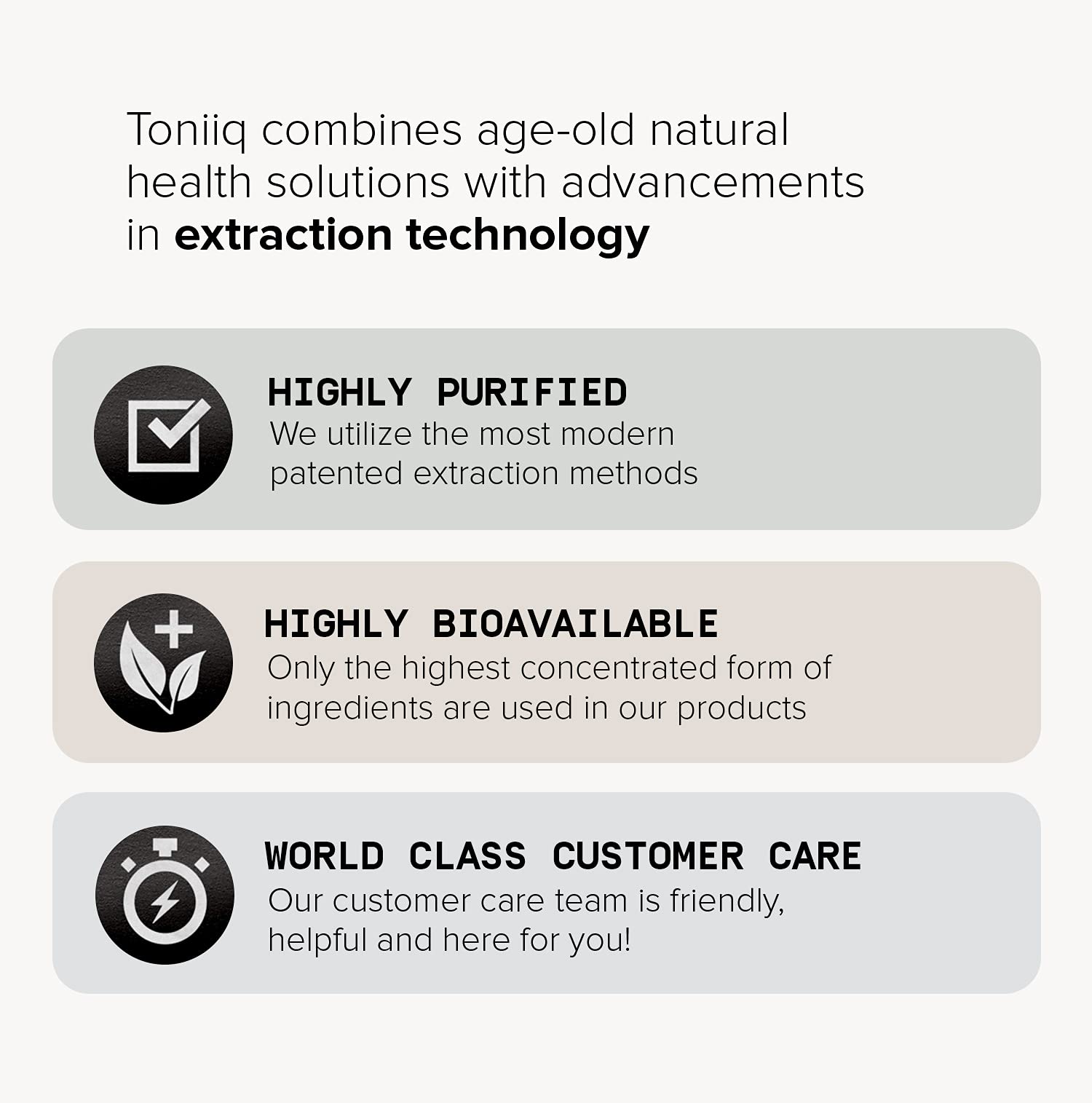 Toniiq GMP facility USA badge; USA-made manufacturing quality.