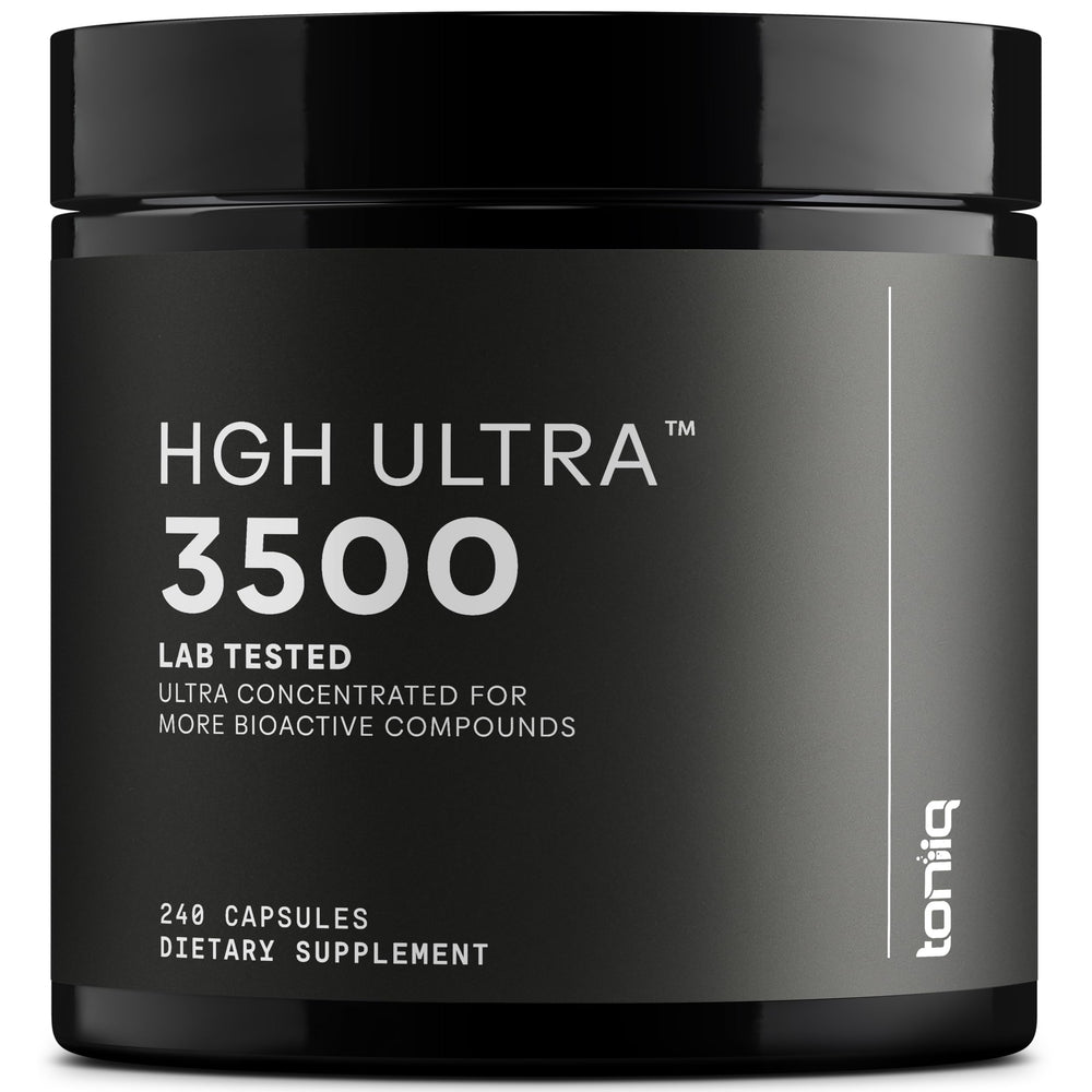 Toniiq HGH supplements bottle front view highlighting a premium blend for daily wellness.