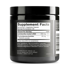 Close-up of Toniiq L. Reuteri capsules for daily supplementation.
