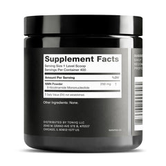 Toniiq NMN powder bottle on shelf shows convenient daily use.