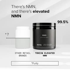 Toniiq NMN powder dark sealed container protects from moisture and light.