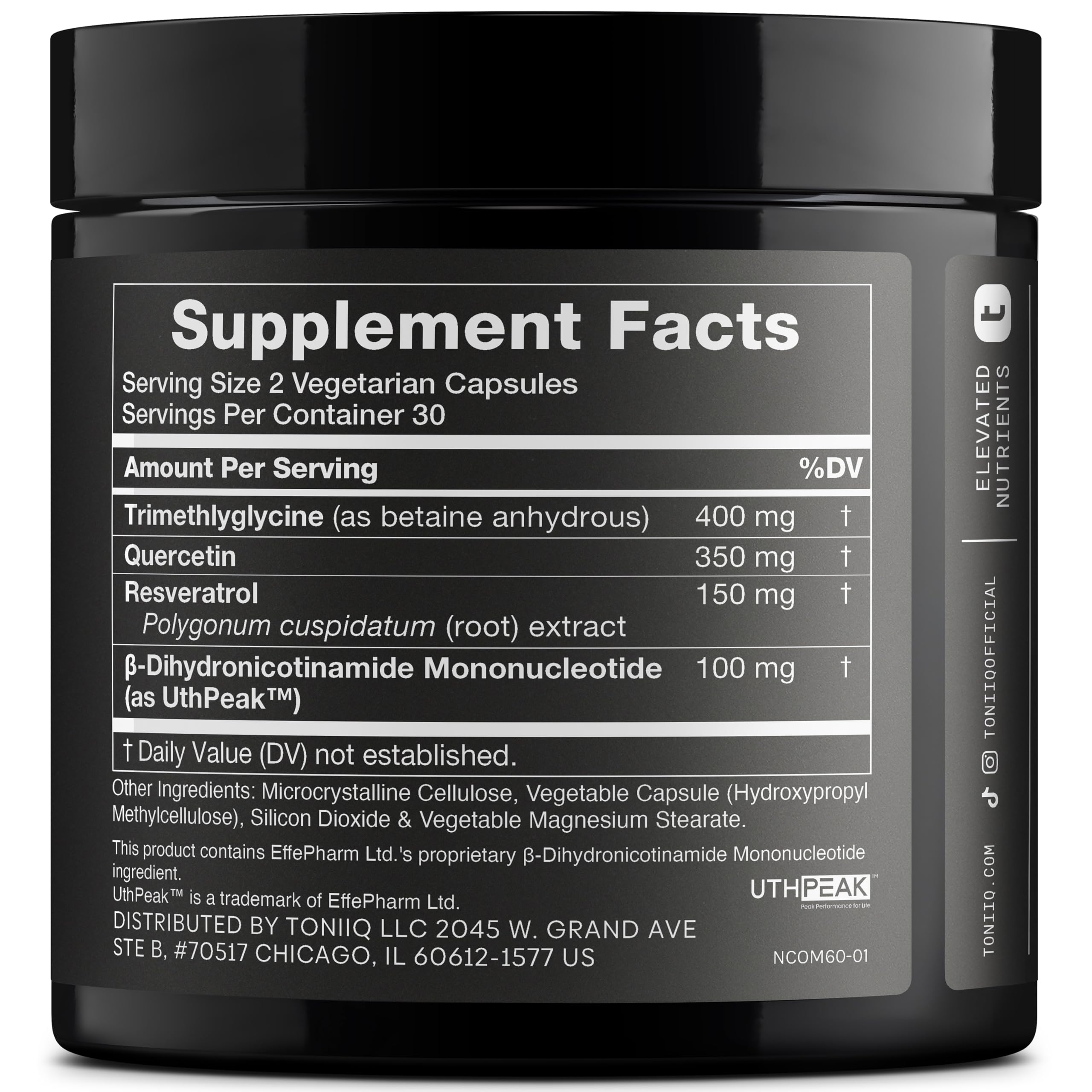 Toniiq NMNH capsules 60-count pack ready for everyday supplementation.