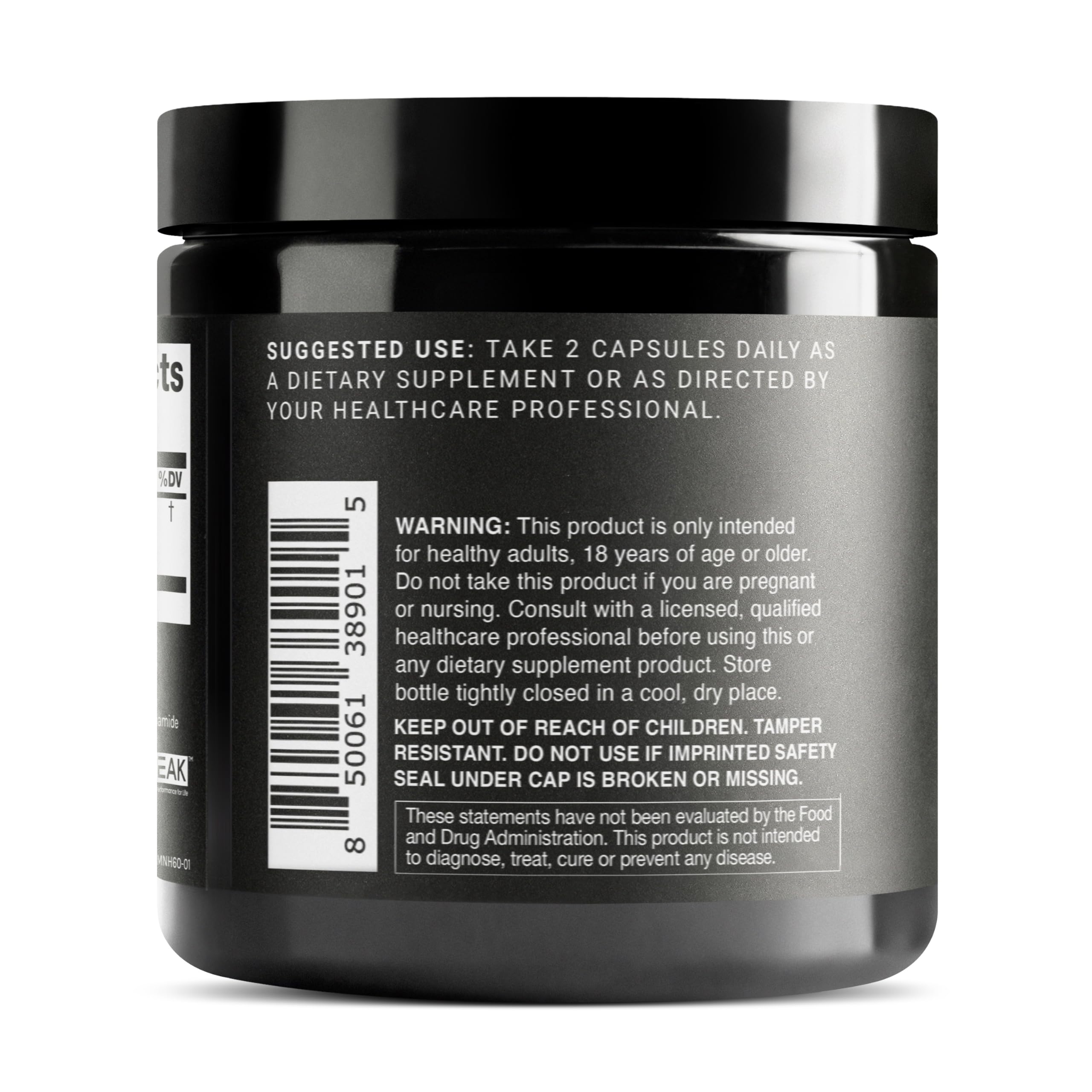 Toniiq NMNH capsules close-up highlights purity and potency.