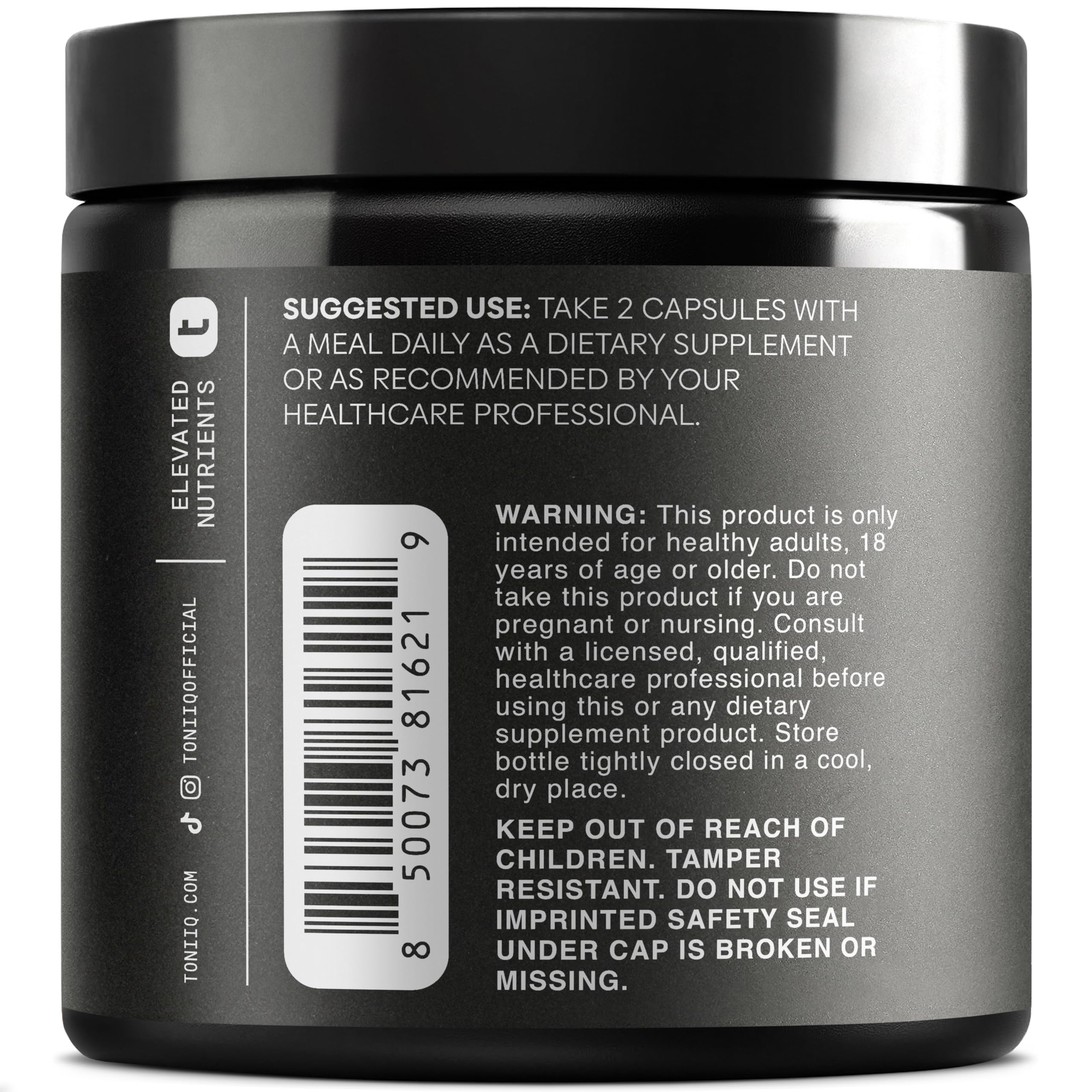 Toniiq Olive Leaf Complex on kitchen counter supports daily wellness routines.