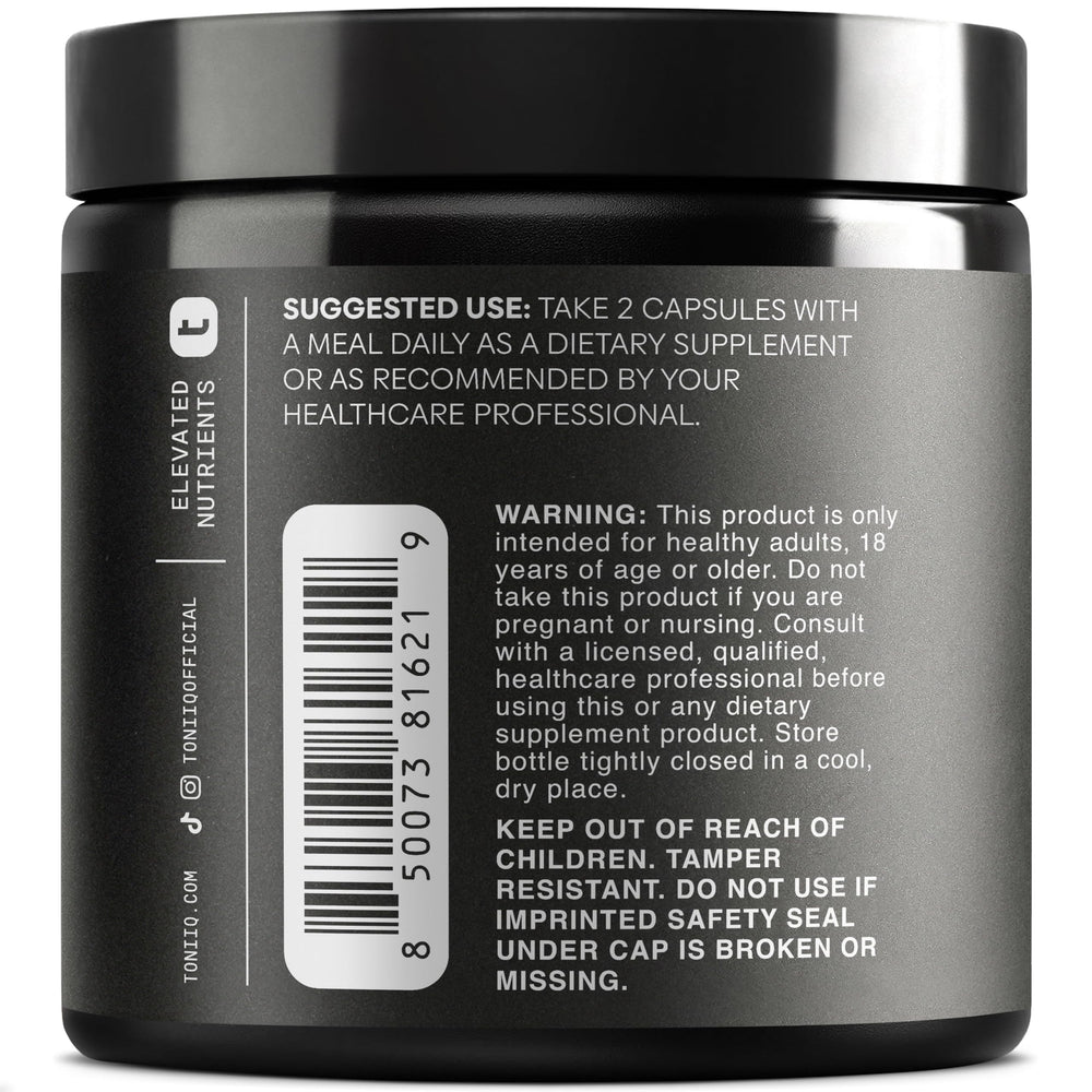 Toniiq Olive Leaf Complex on kitchen counter supports daily wellness routines.