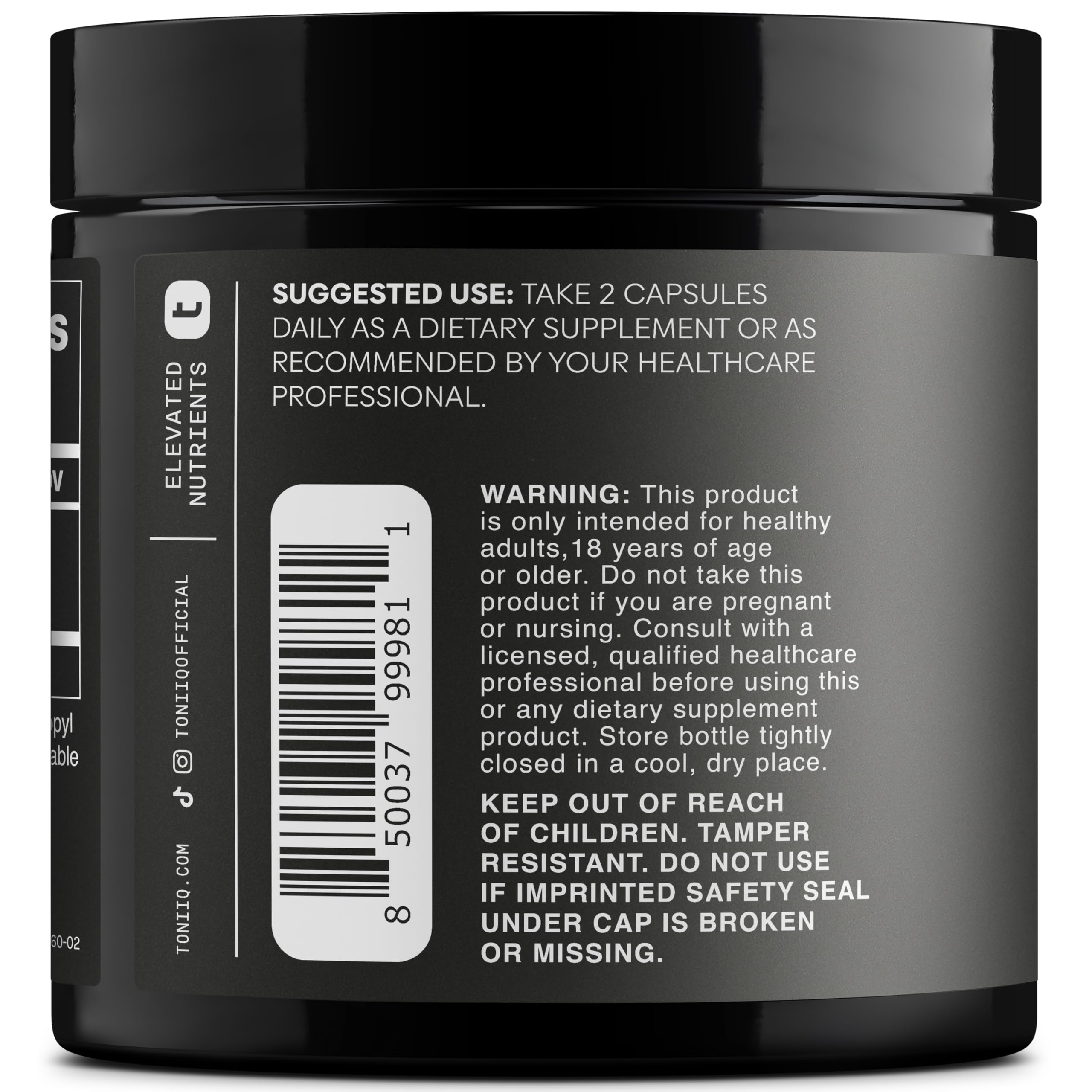 Toniiq red grape skin source indicates premium ingredient origin