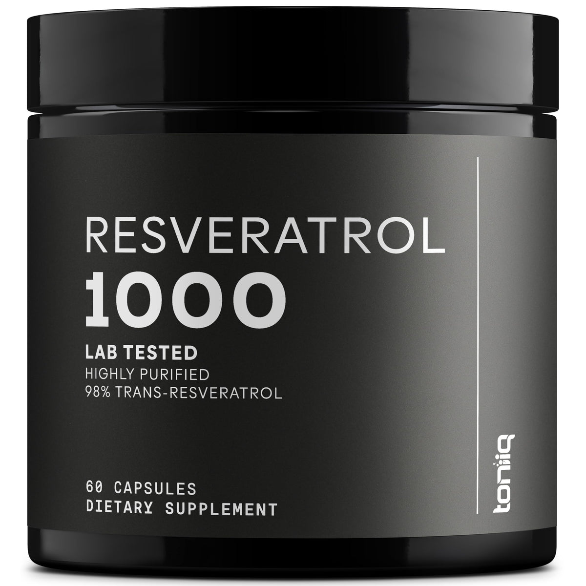 Toniiq resveratrol 1000mg bottle highlighting purity for daily use