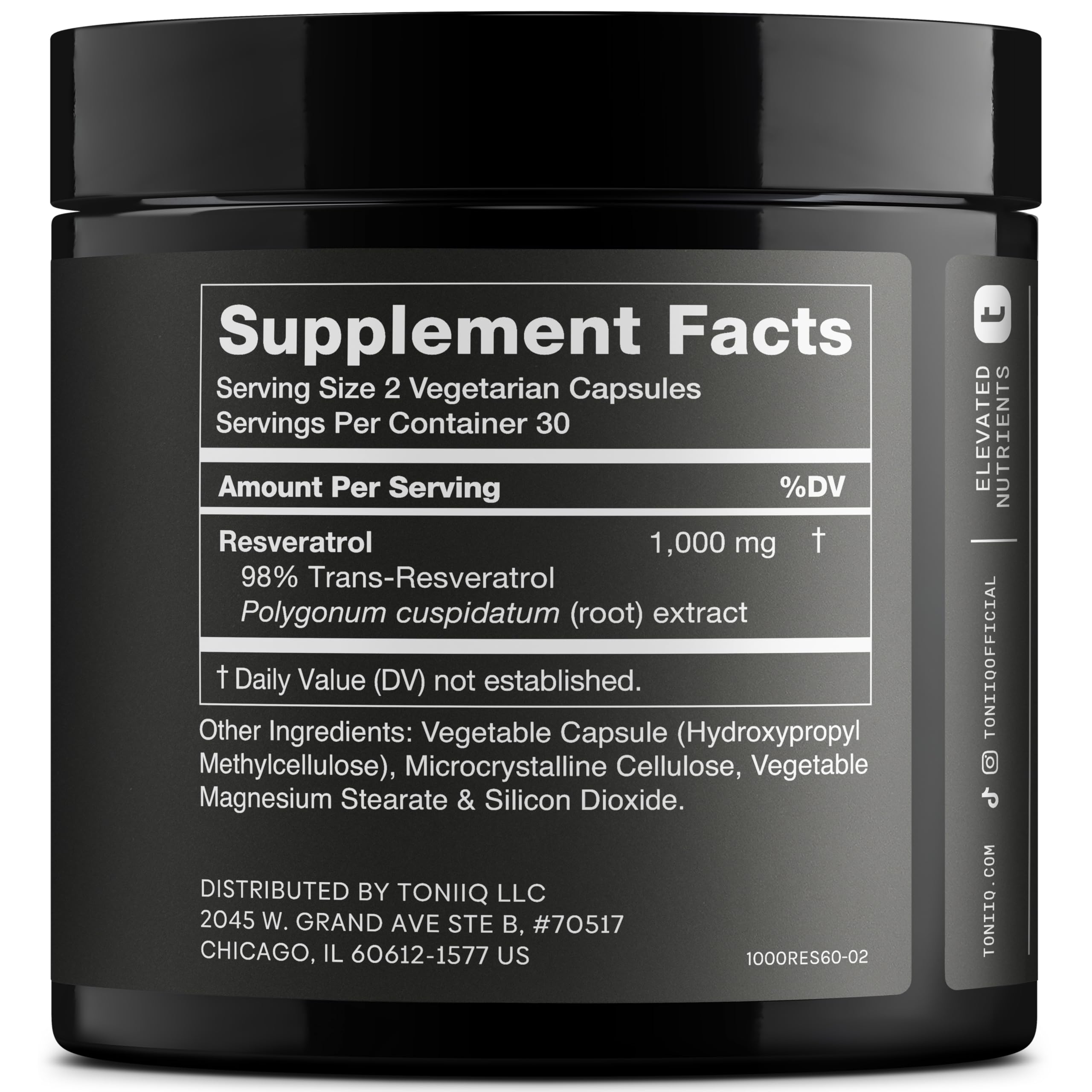 Toniiq resveratrol capsules pack for easy daily supplementation