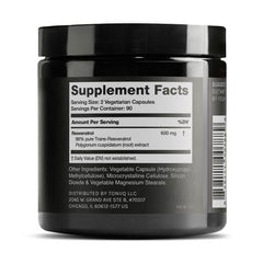 Toniiq Resveratrol capsules arranged for daily supplement use