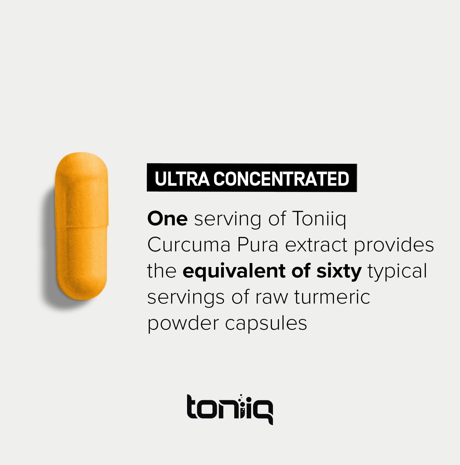 Toniiq Turmeric Curcumin bottle with black pepper and MCT oil for absorption.