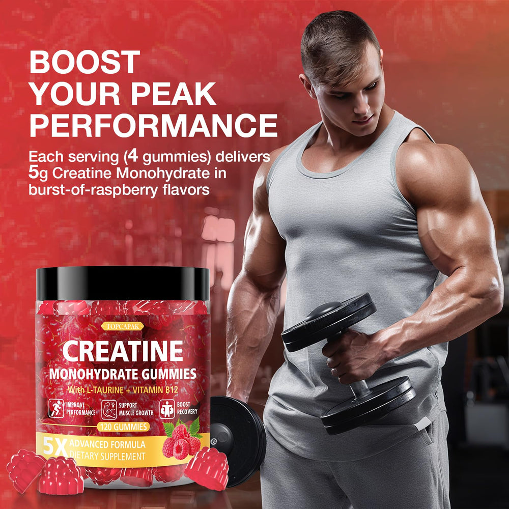 TOPCAPAK Creatine Gummies bottle-resealable demonstrates portable design.